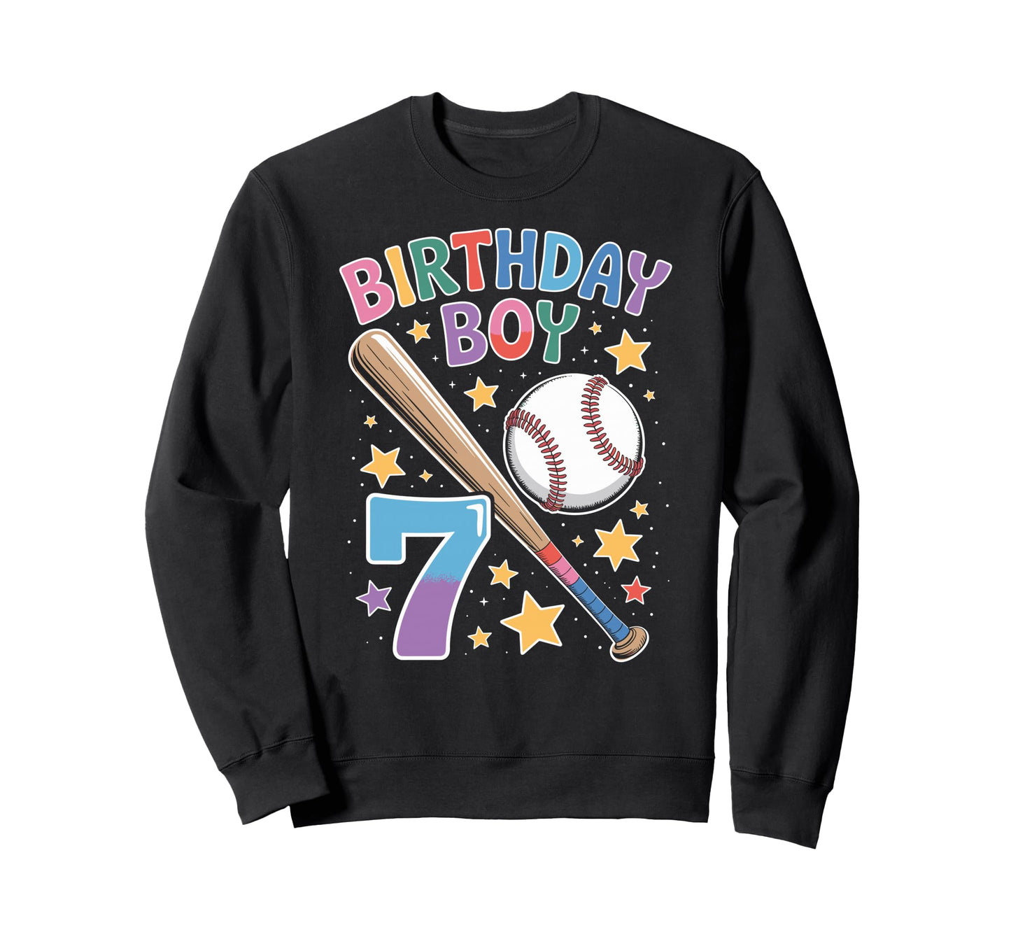 Birthday 7Th Birthday Baseball Sweatshirt - Aesthetic Graphic for Adults - T-Shirt, Sweatshirt, Hoodie