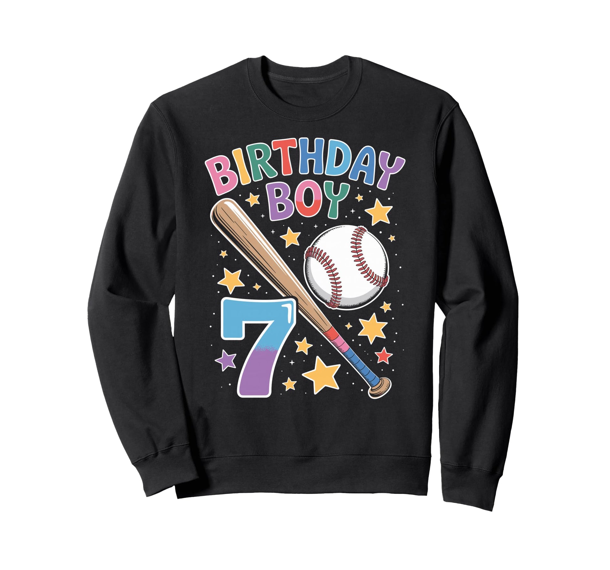 Birthday 7Th Birthday Baseball Sweatshirt - Aesthetic Graphic for Adults - T-Shirt, Sweatshirt, Hoodie