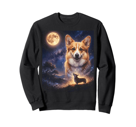 90S Corgi Howling Moon Y2K Sweatshirt - Minimalist Print for Adults - T-Shirt, Sweatshirt, Hoodie