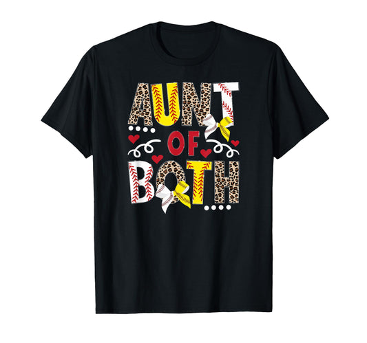 Aunt Both Leopard Softball Baseball Aunt T-Shirt - Trendy Graphic Unisex - T-Shirt, Sweatshirt, Hoodie