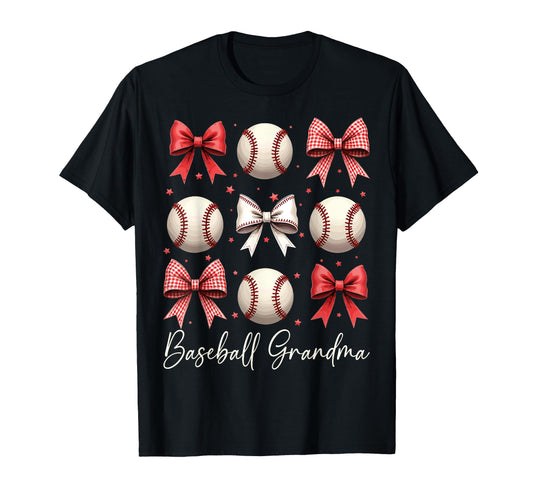 Baseball Grandma Funny Coquette Bow T-Shirt - Minimalist Print Unisex - T-Shirt, Sweatshirt, Hoodie