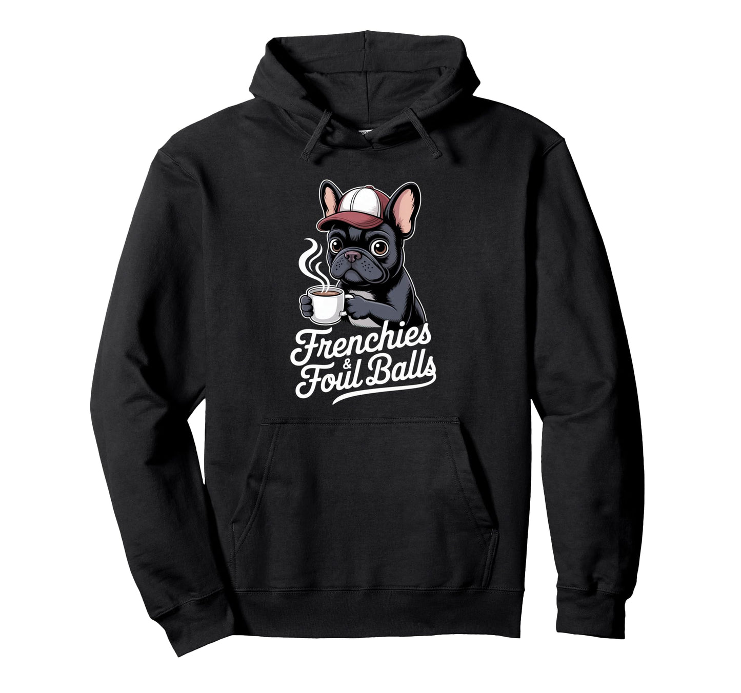 Womens Baseball Dog Coffee Frenchies And Hoodie - Minimalist Print Unisex - T-Shirt, Sweatshirt, Hoodie