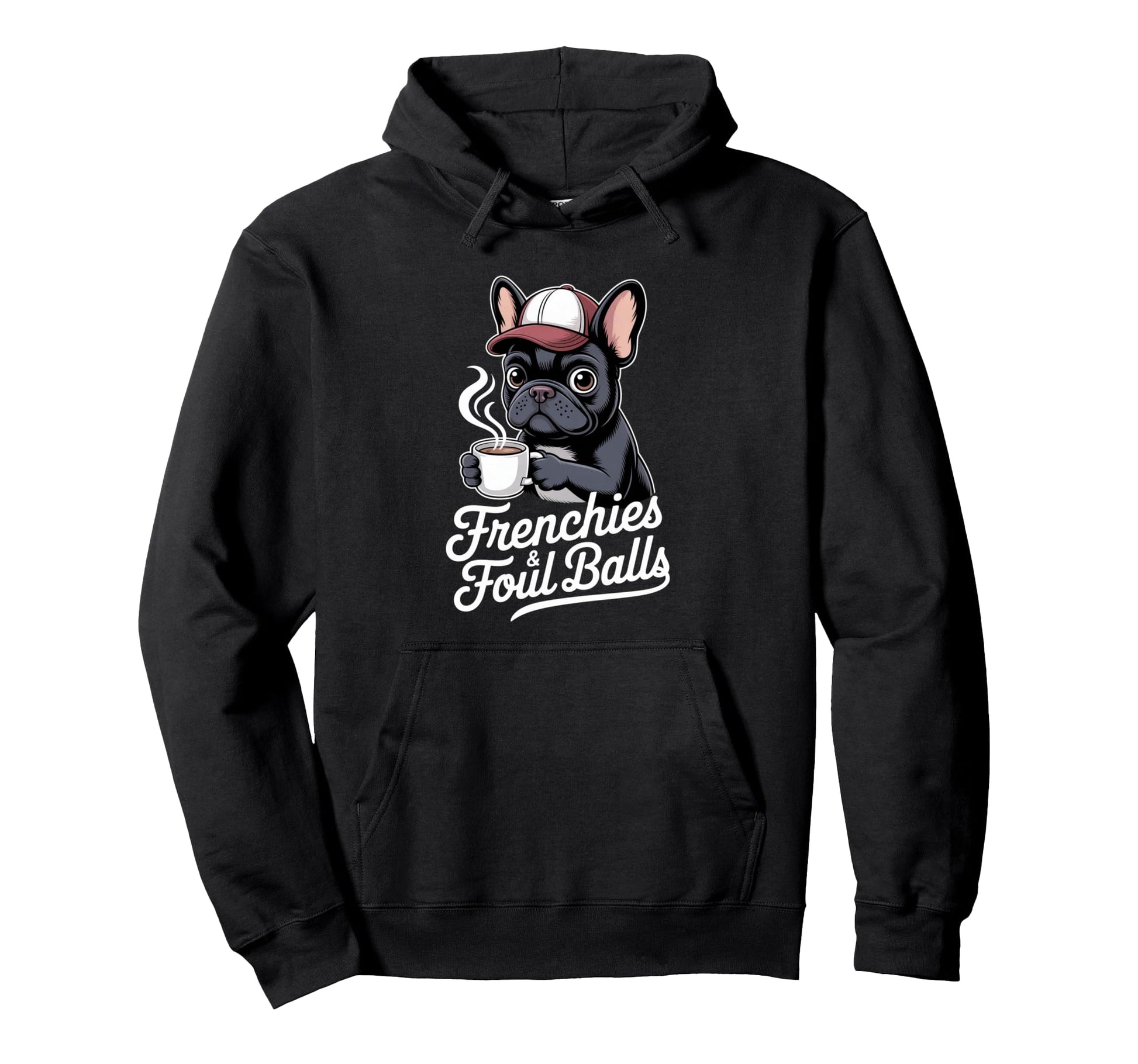 Womens Baseball Dog Coffee Frenchies And Hoodie - Minimalist Print Unisex - T-Shirt, Sweatshirt, Hoodie