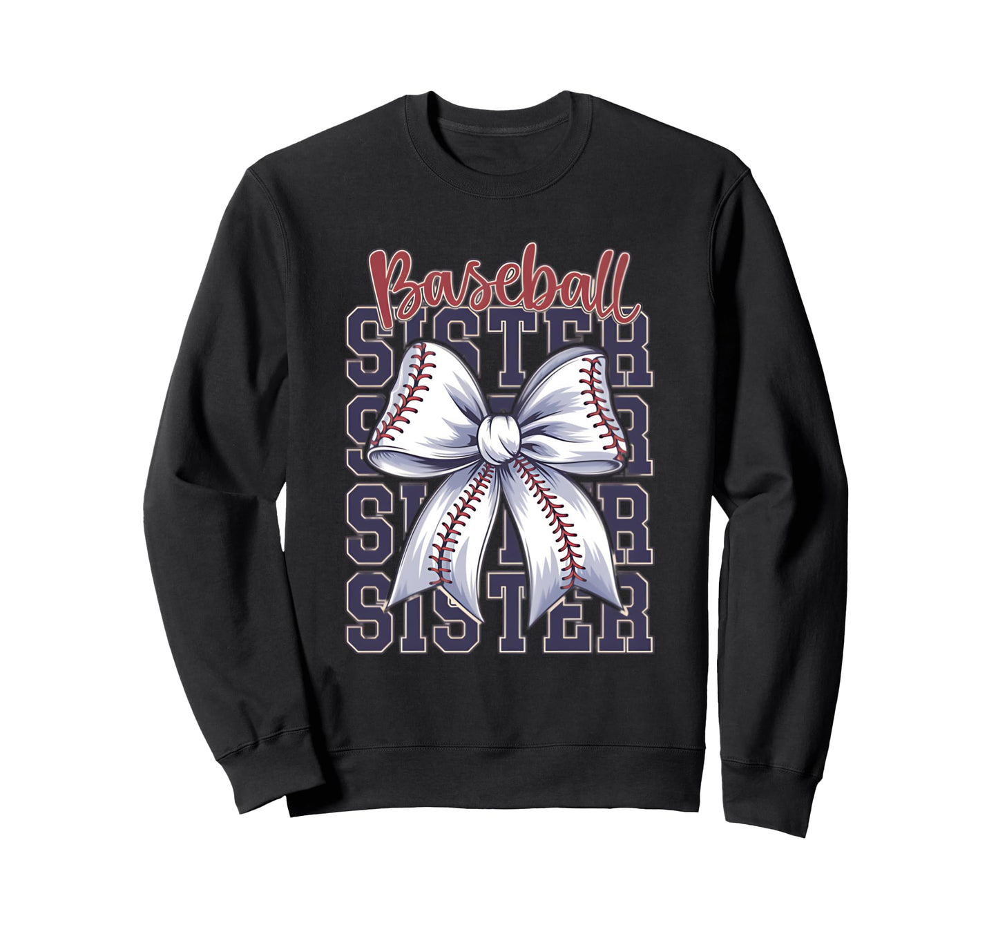 Baseball Sister Coquette Bow Sweatshirt - Unique Graphic Men Women - T-Shirt, Sweatshirt, Hoodie