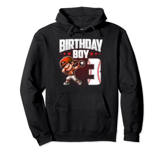 3Rd Birthday Baseball Dabbing 3 Years Hoodie - Fun Novelty Design Unisex - T-Shirt, Sweatshirt, Hoodie