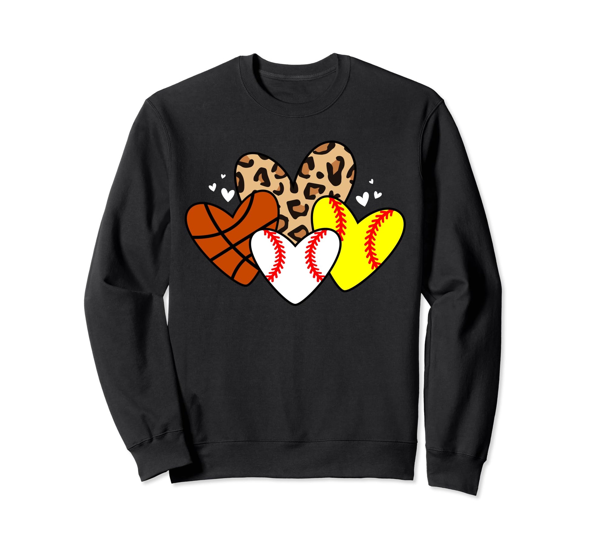 Baseball Softball Basketball Heart Sweatshirt - Unique Graphic for Adults - T-Shirt, Sweatshirt, Hoodie