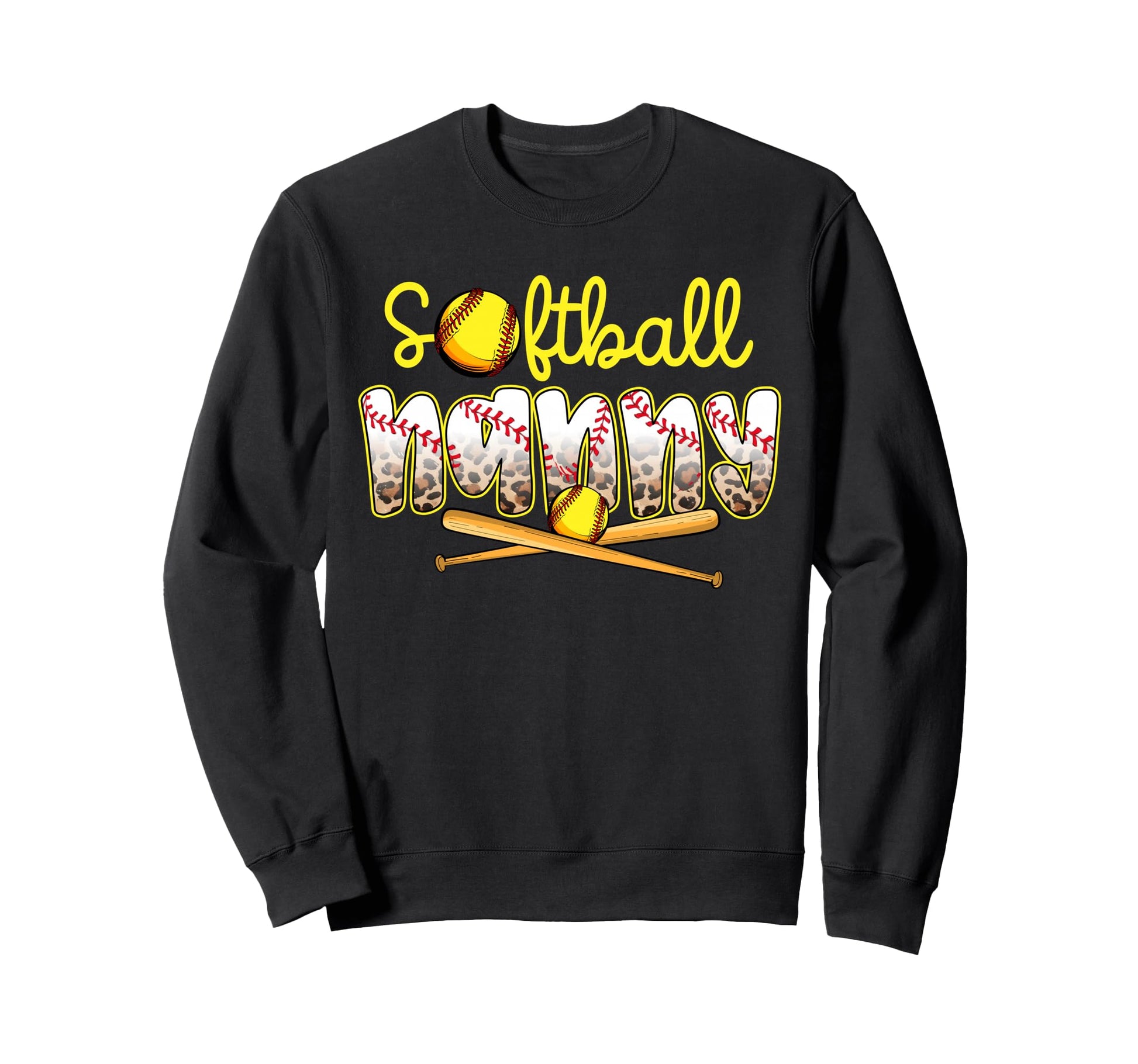 Softball Nanny Leopard Mothers Day Sweatshirt - Streetwear Style Men Women - T-Shirt, Sweatshirt, Hoodie