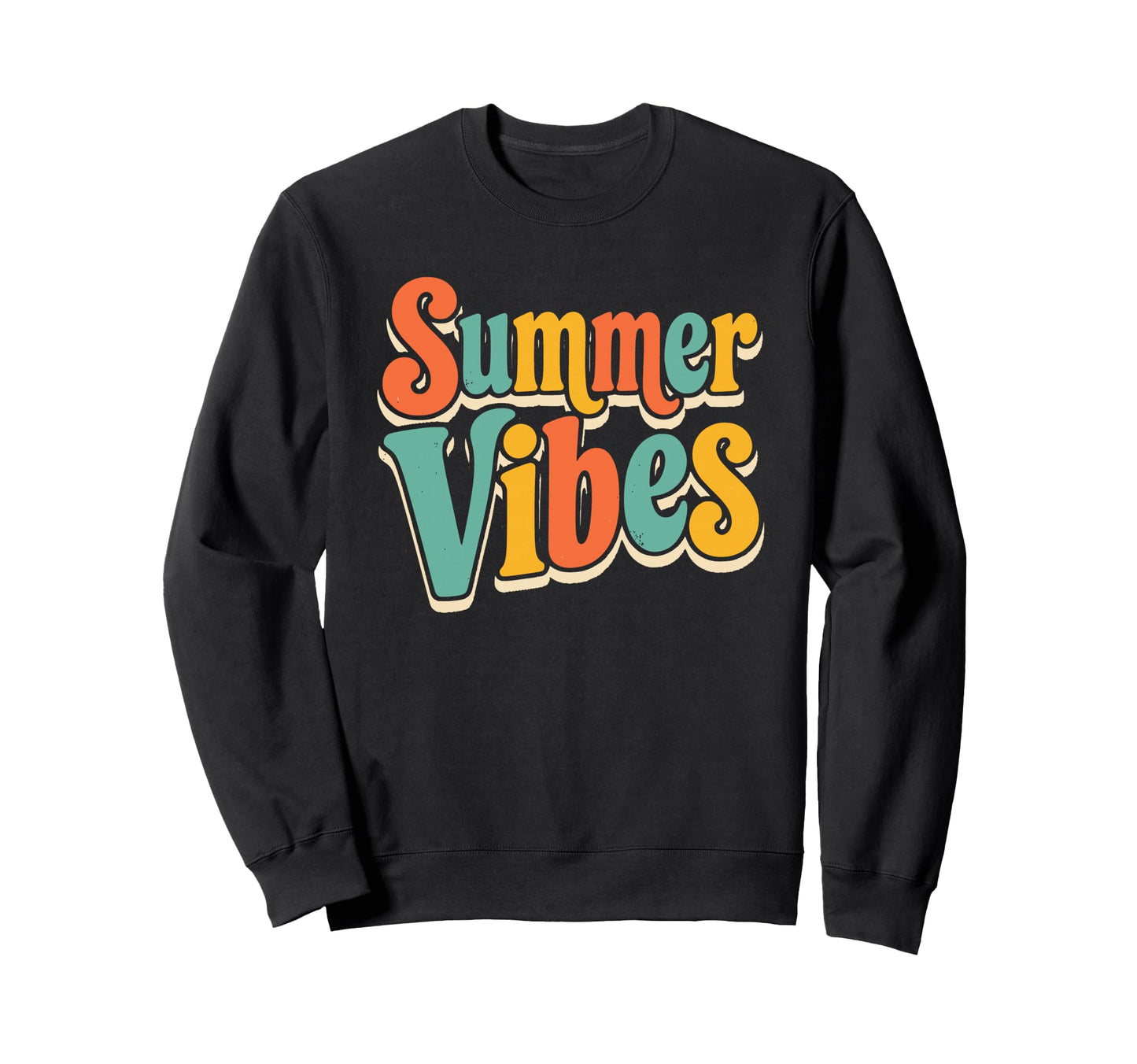 Summer Vibes Groovy Vacation Sweatshirt - Fun Novelty Design for Adults - T-Shirt, Sweatshirt, Hoodie