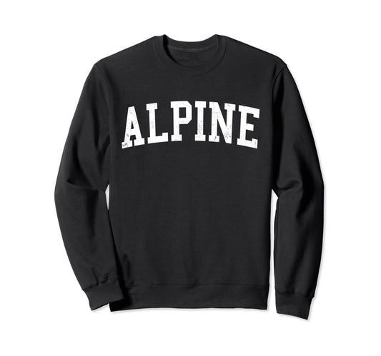 Alpine Ca Distressed White Varsity Sweatshirt - Aesthetic Graphic Men Women - T-Shirt, Sweatshirt, Hoodie