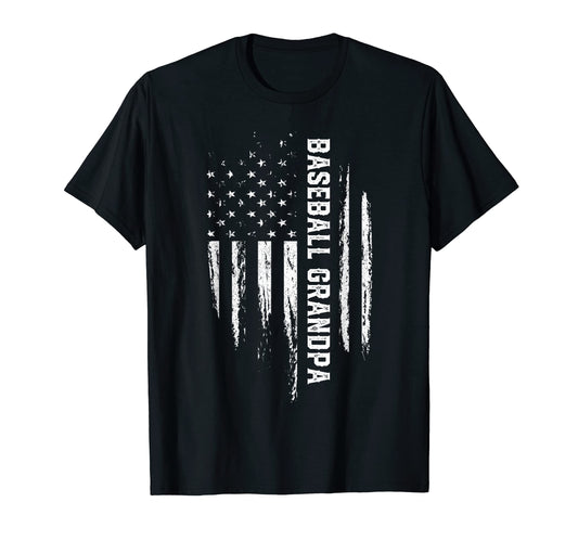 Baseball Grandpa American Flag T-Shirt - Casual Everyday Wear Men Women - T-Shirt, Sweatshirt, Hoodie
