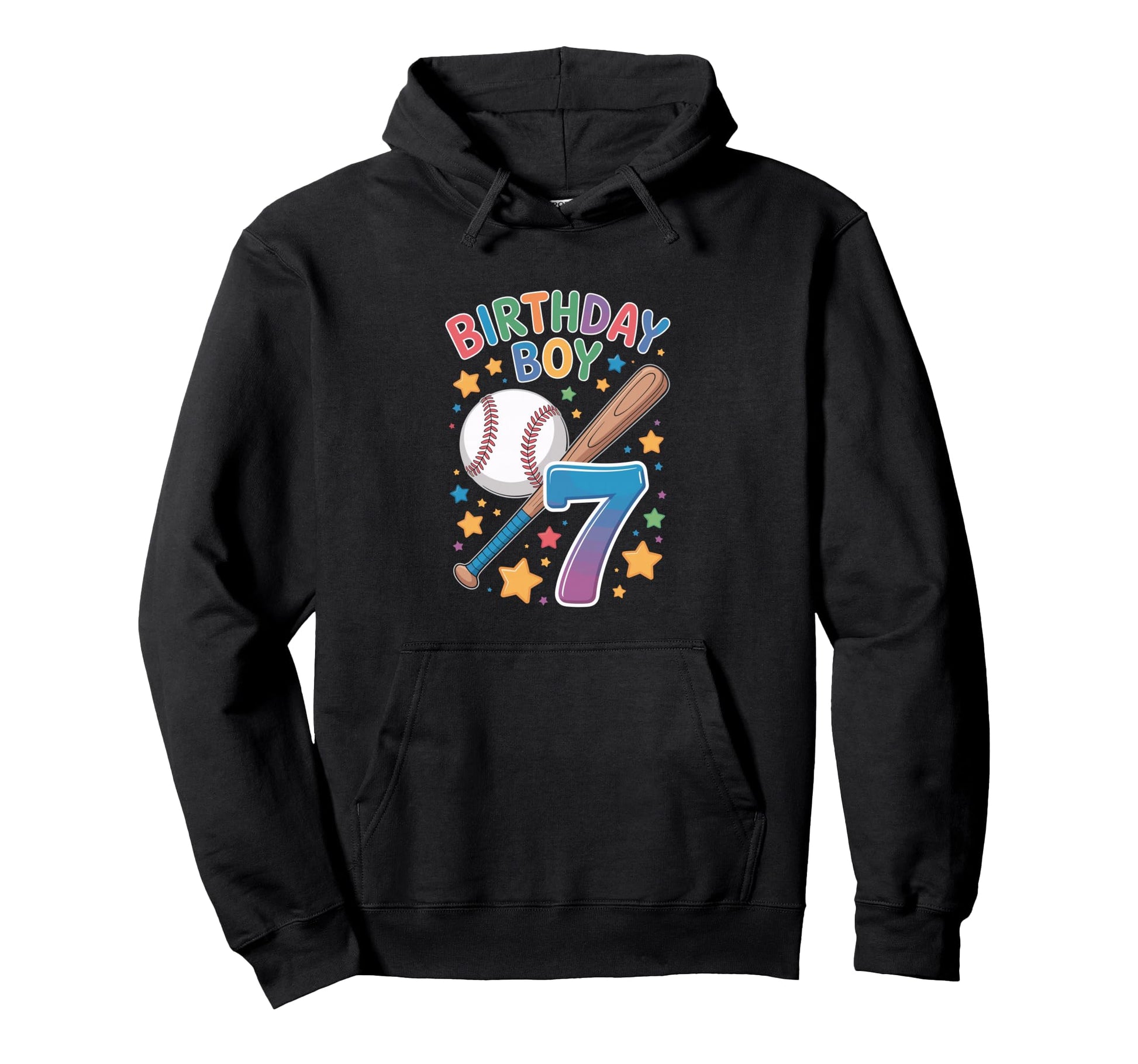 Birthday 7Th Birthday Baseball Hoodie - Unique Graphic Unisex - T-Shirt, Sweatshirt, Hoodie
