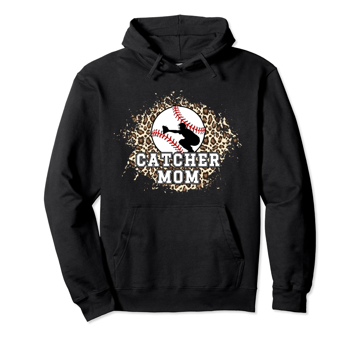 Baseball Catcher Mom Leopard Mom Hoodie - Aesthetic Graphic for Adults - T-Shirt, Sweatshirt, Hoodie