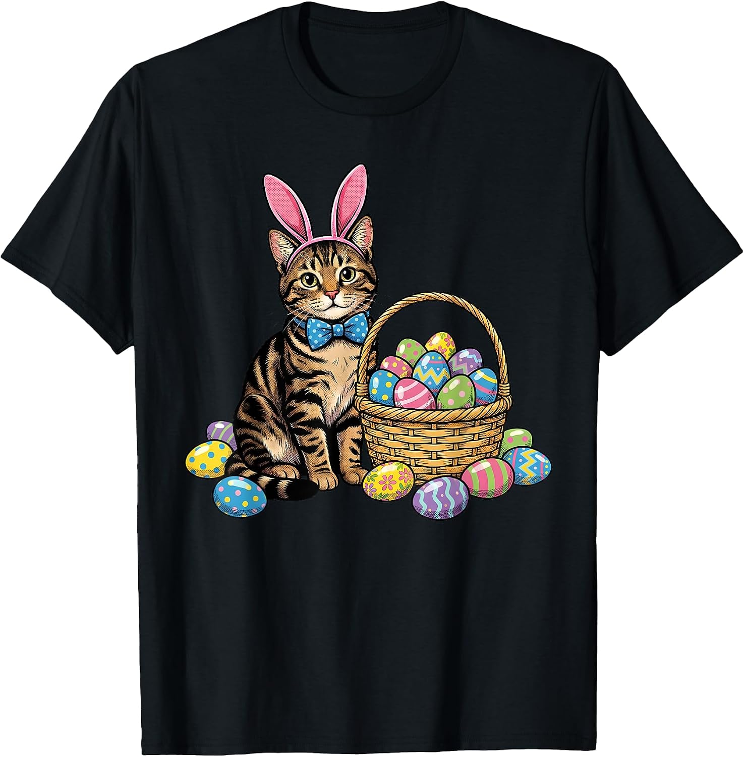 Cute Cat Kitty Easter Day Bunny Eggs Lover Womens - Adult & Kids T-Shirts, Sweatshirts & Hoodies apparel design preview 1