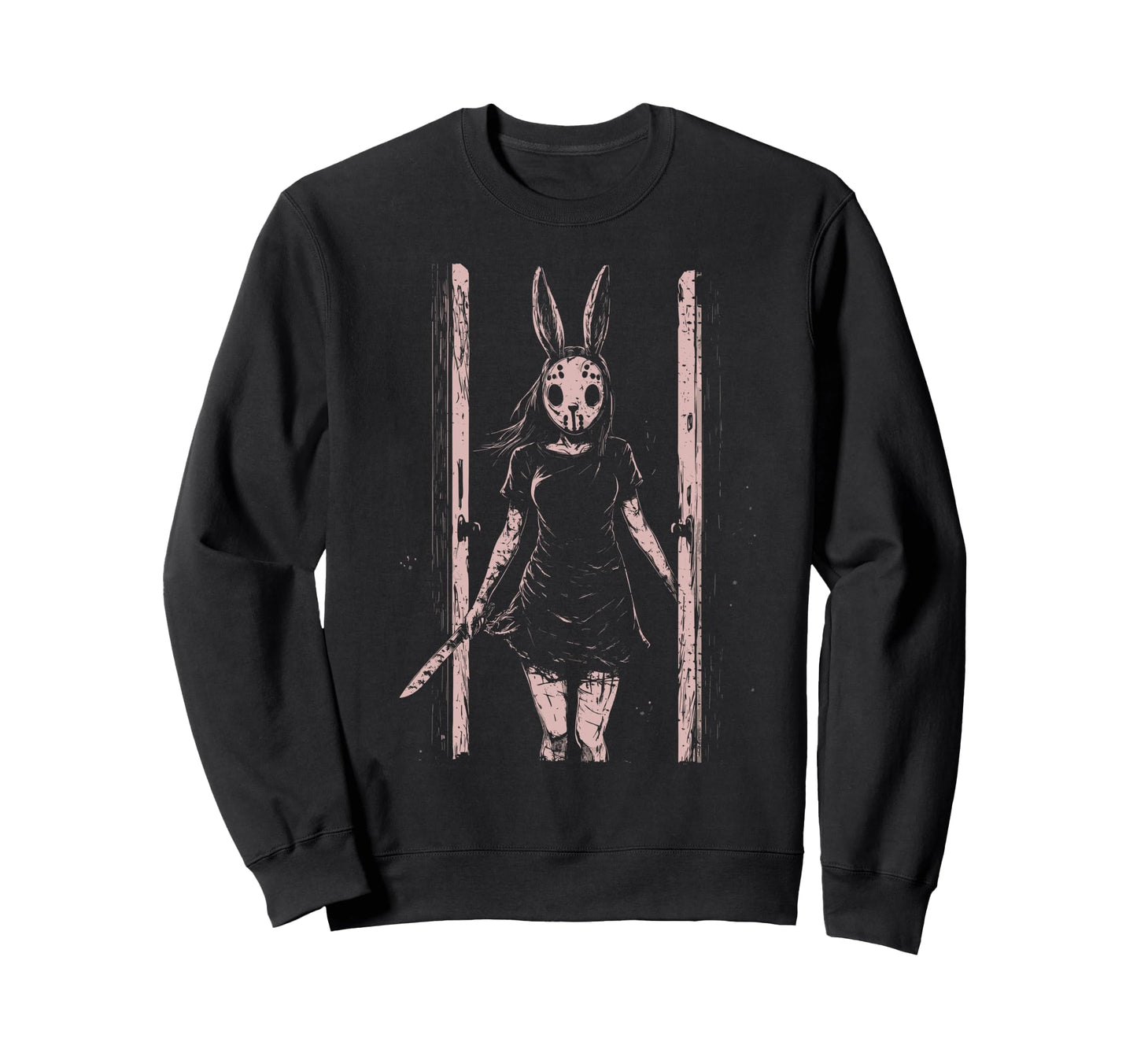 Anime Horror Bunny Aesthetic Soft Sweatshirt - Minimalist Print for Adults - T-Shirt, Sweatshirt, Hoodie