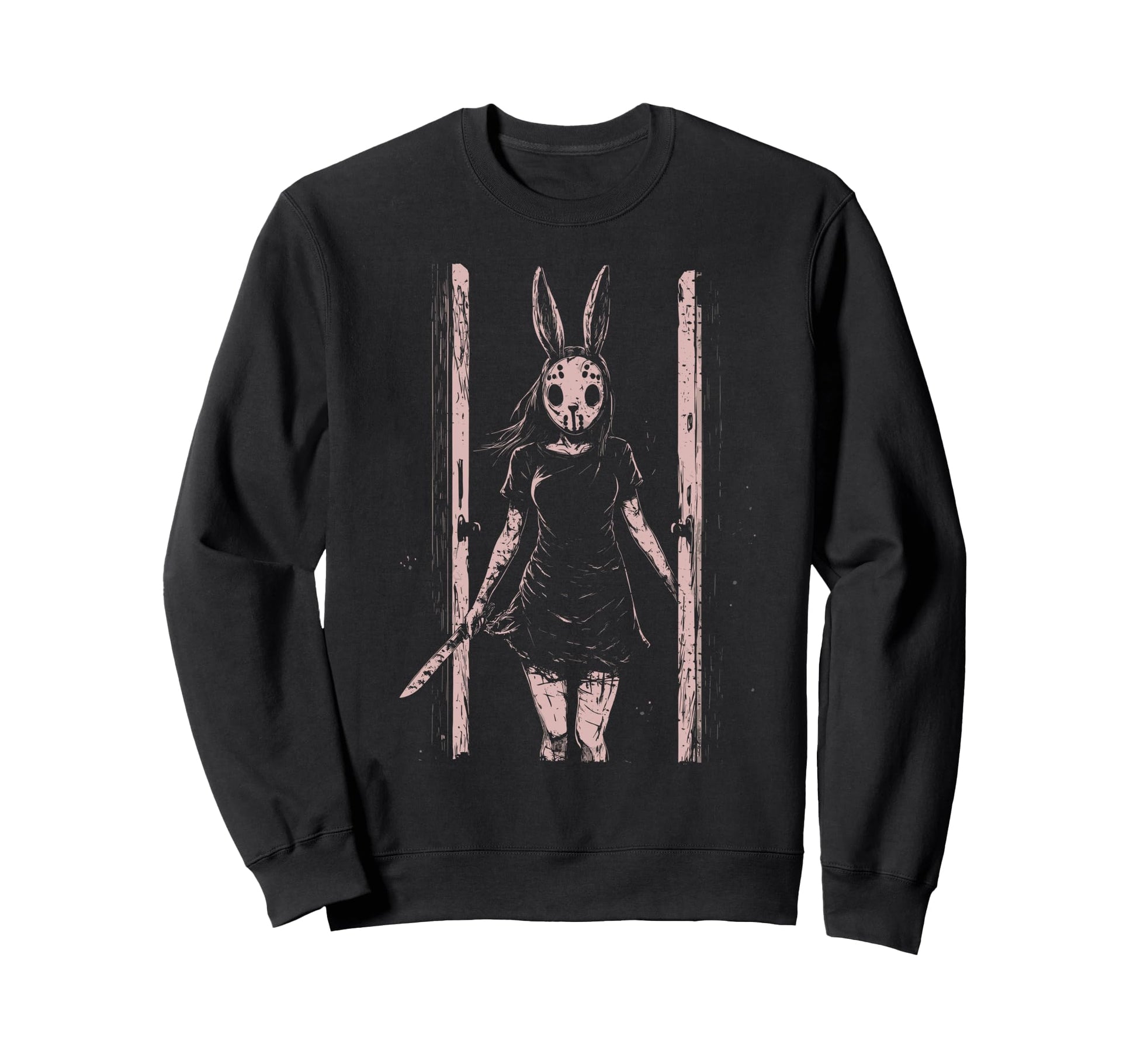 Anime Horror Bunny Aesthetic Soft Sweatshirt - Minimalist Print for Adults - T-Shirt, Sweatshirt, Hoodie