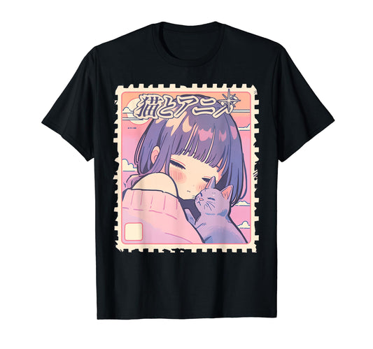 Anime Cat Lover Japan Y2K Kawaii T-Shirt - Custom Art Print Unisex - T-Shirt, Sweatshirt, Hoodie
