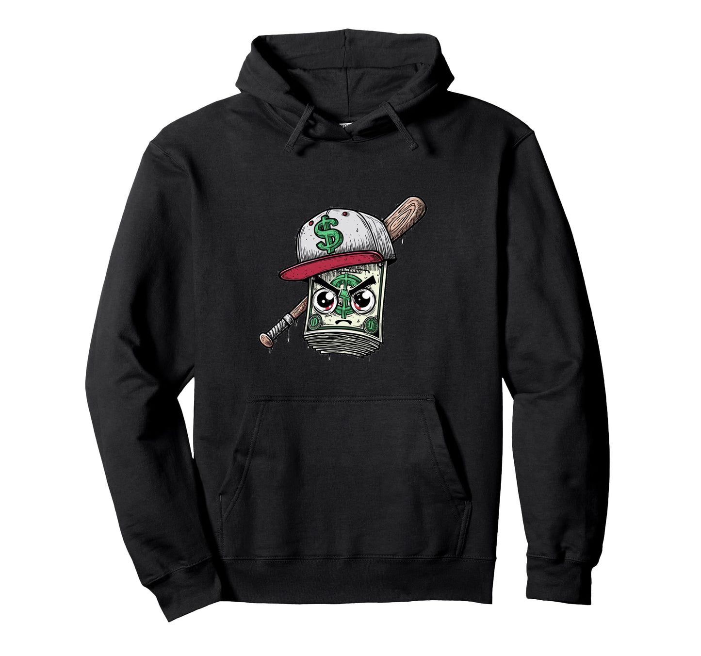 Funny Dollar Bill As Baseball Player Hoodie - Custom Art Print for Adults - T-Shirt, Sweatshirt, Hoodie