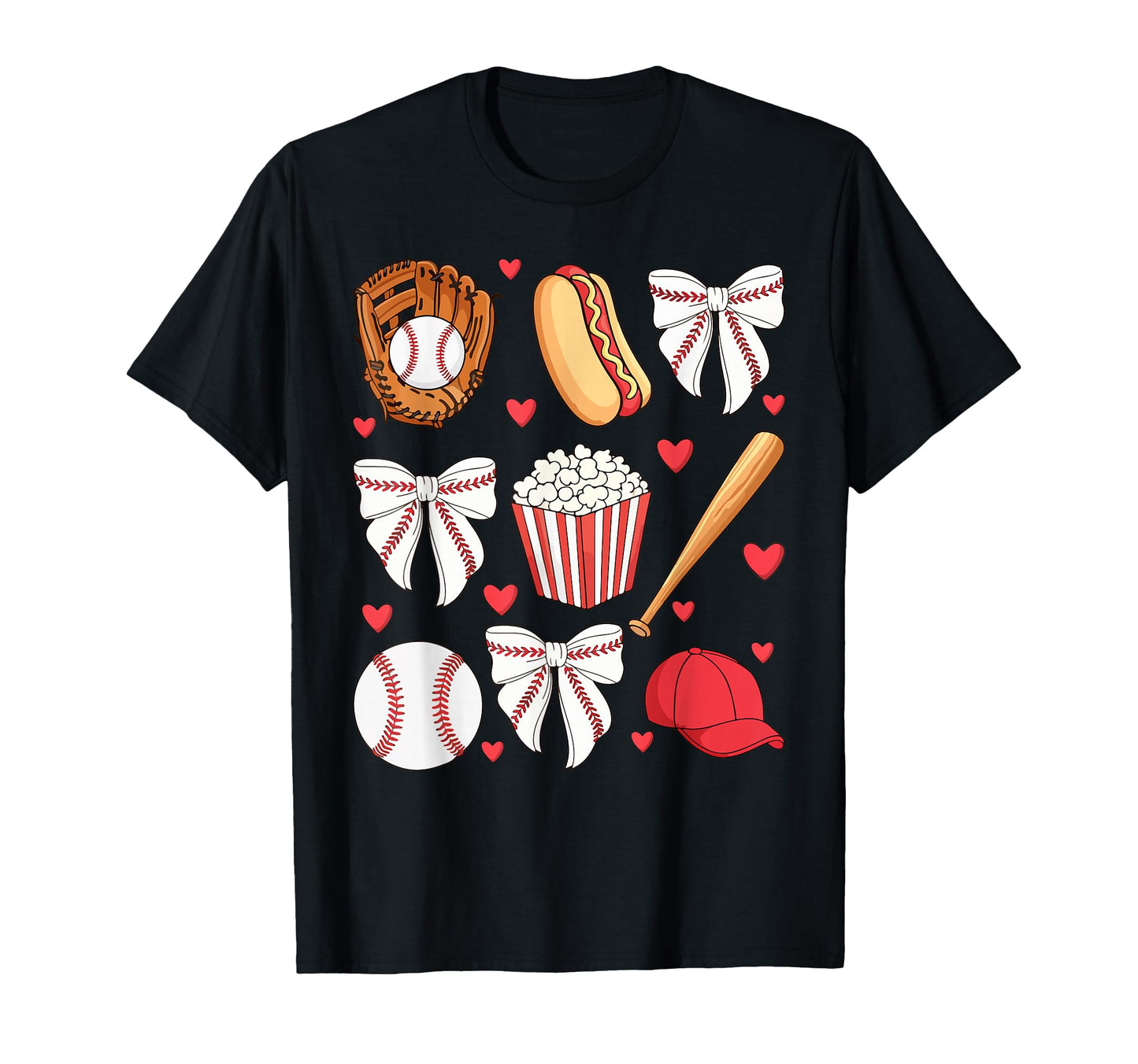 Baseball Bow Baseball Mom Mama Mothers T-Shirt - Fun Novelty Design Unisex - T-Shirt, Sweatshirt, Hoodie