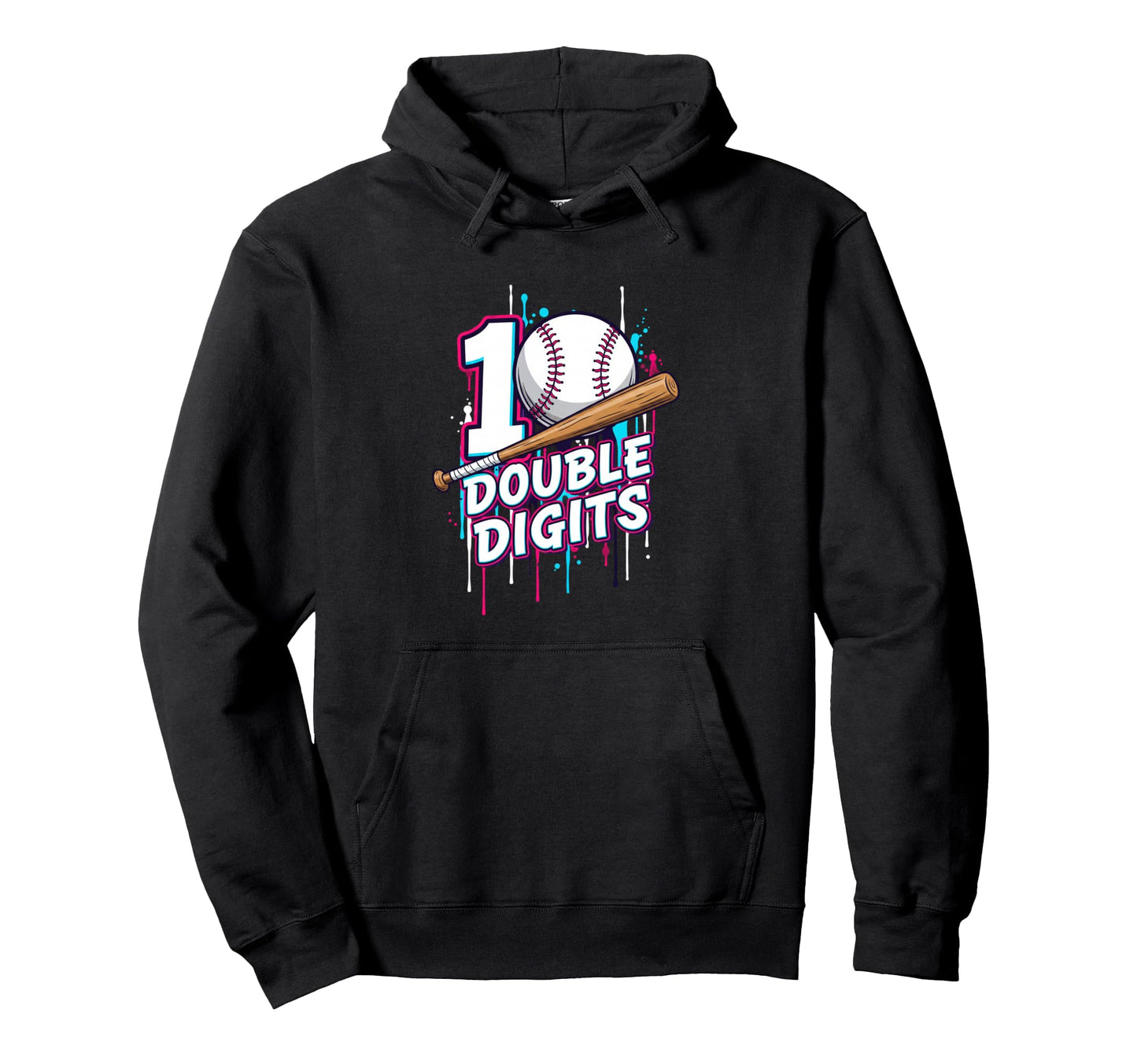 Baseball Double Digits 10Th Birthday Drip Hoodie - Custom Art Print Unisex - T-Shirt, Sweatshirt, Hoodie