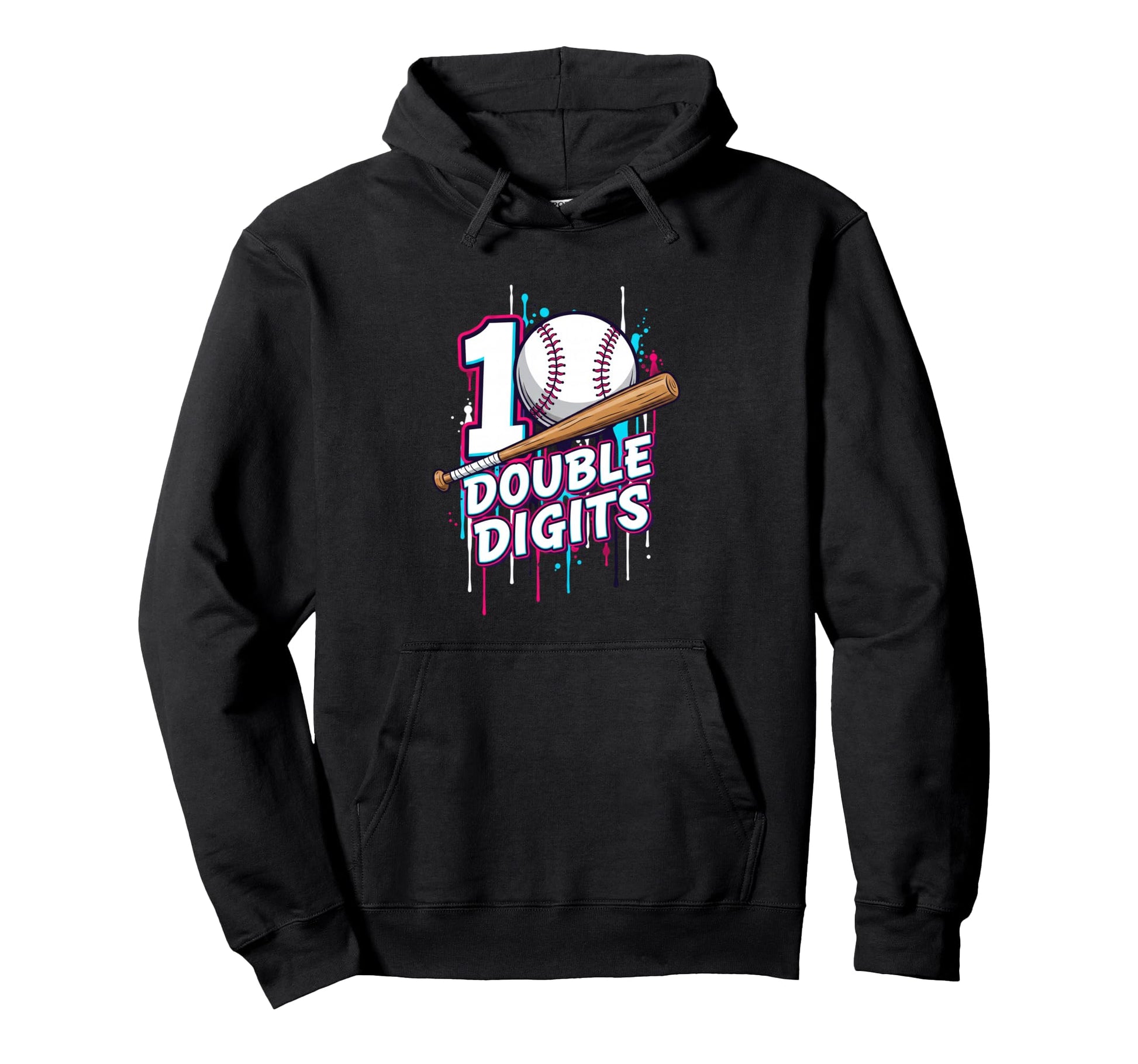 Baseball Double Digits 10Th Birthday Drip Hoodie - Custom Art Print Unisex - T-Shirt, Sweatshirt, Hoodie