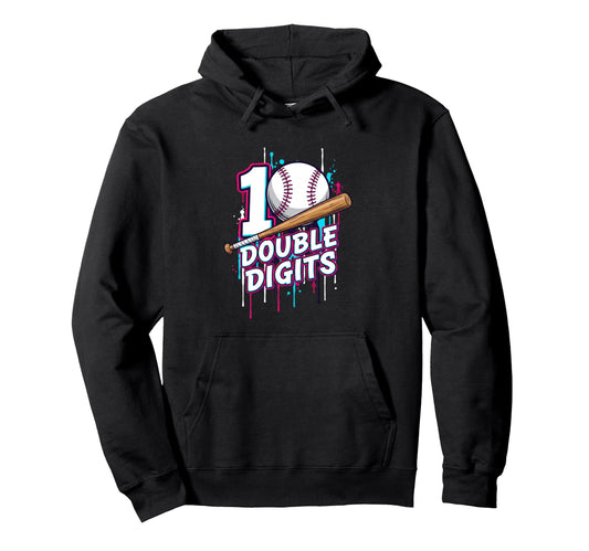 Baseball Double Digits 10Th Birthday Drip Hoodie - Custom Art Print Unisex - T-Shirt, Sweatshirt, Hoodie