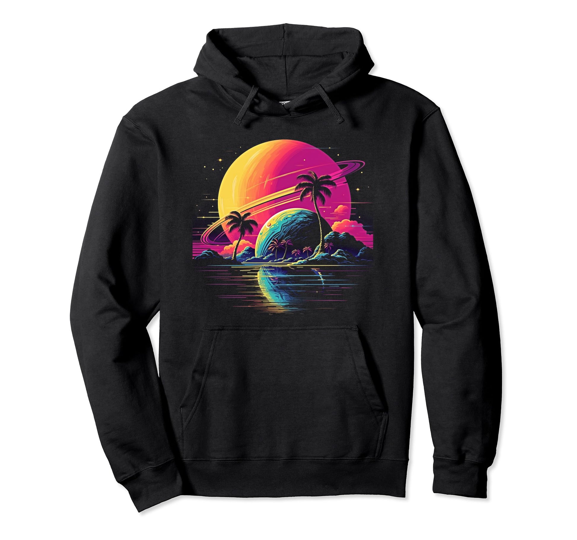 Vaporwave Solar System 80S Synthwave Hoodie - Custom Art Print Unisex - T-Shirt, Sweatshirt, Hoodie