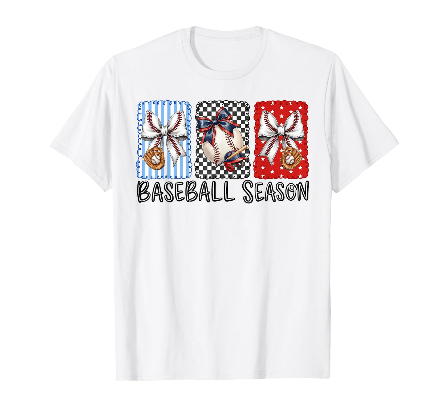Preppy Baseball Season Coquette Bow T-Shirt - Novelty Apparel for Adults - T-Shirt, Sweatshirt, Hoodie
