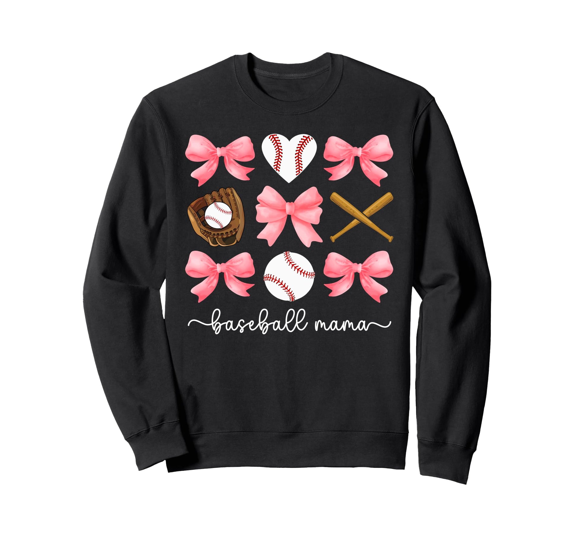 Baseball Mama Bow Baseball Mom Sweatshirt - Streetwear Style Unisex - T-Shirt, Sweatshirt, Hoodie