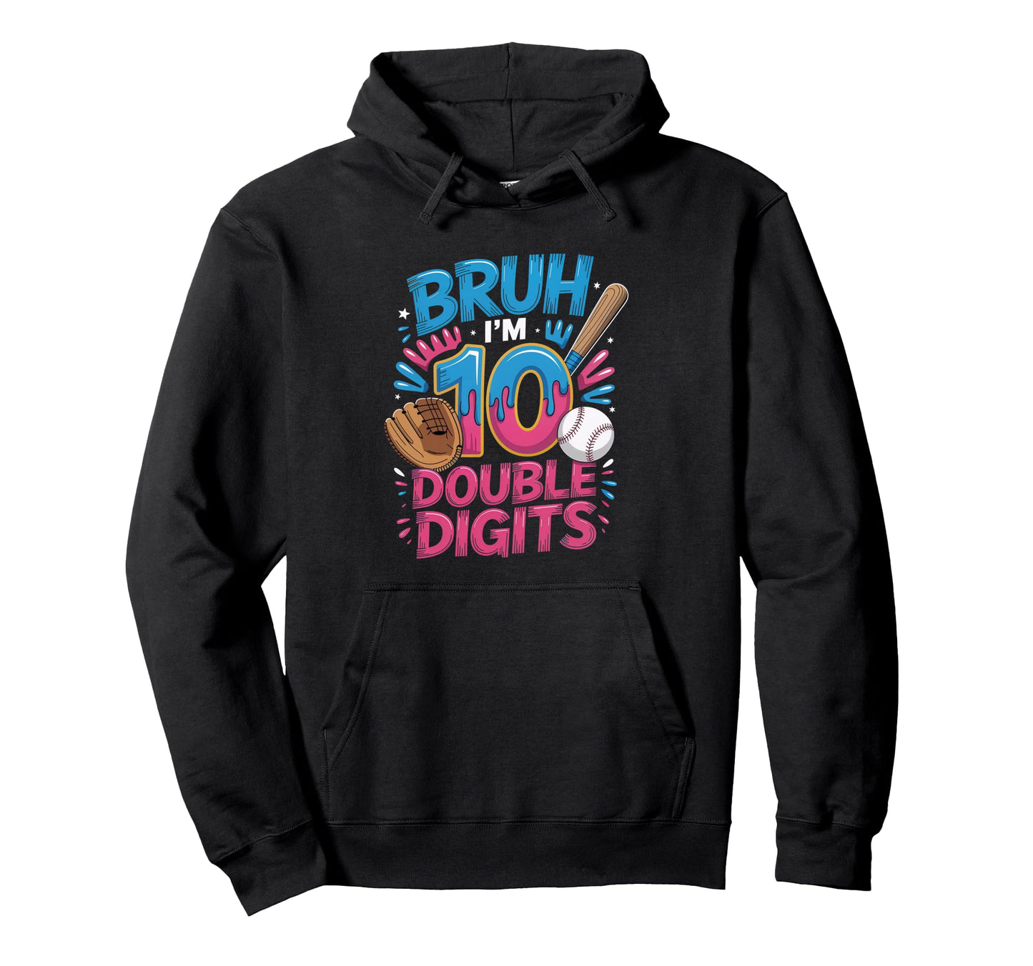 Baseball 10 Year Old Birthday Ice Hoodie - Minimalist Print Men Women - T-Shirt, Sweatshirt, Hoodie
