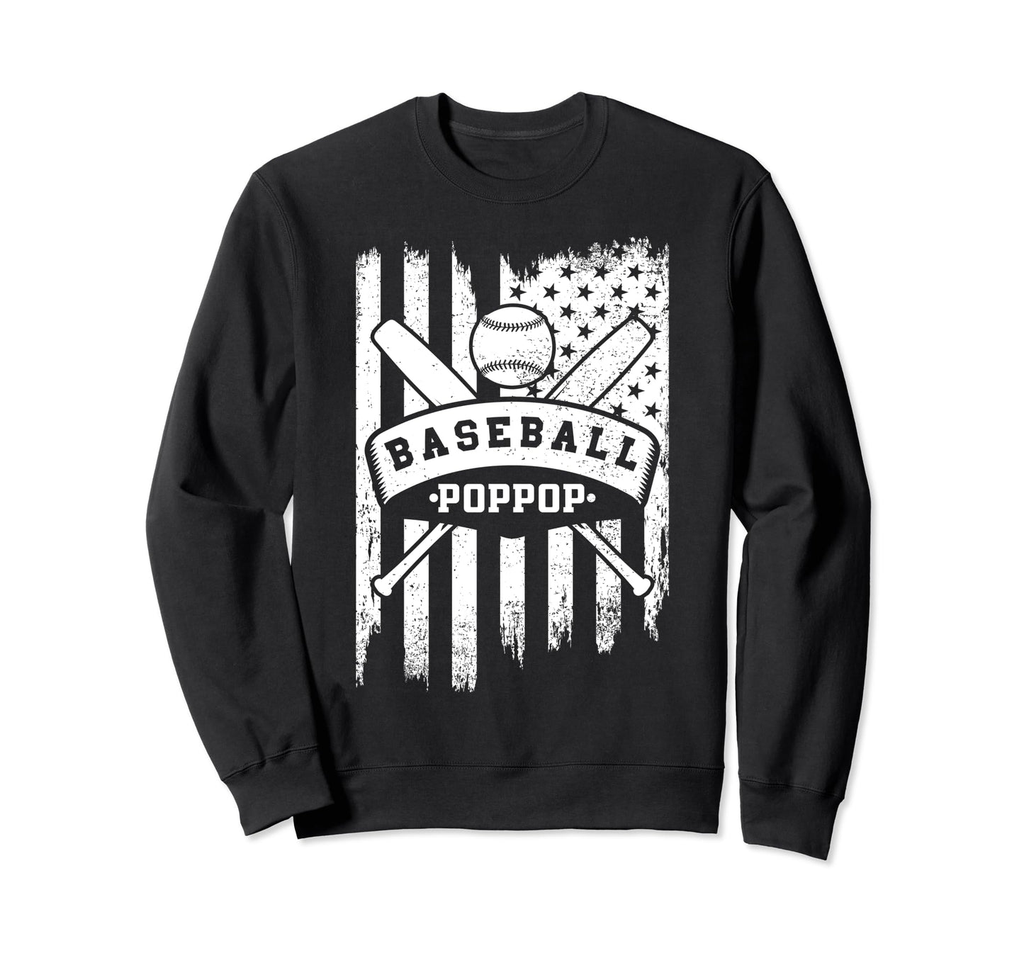 Baseball Pop Pop Usa American Flag Sweatshirt - Fun Novelty Design Unisex - T-Shirt, Sweatshirt, Hoodie