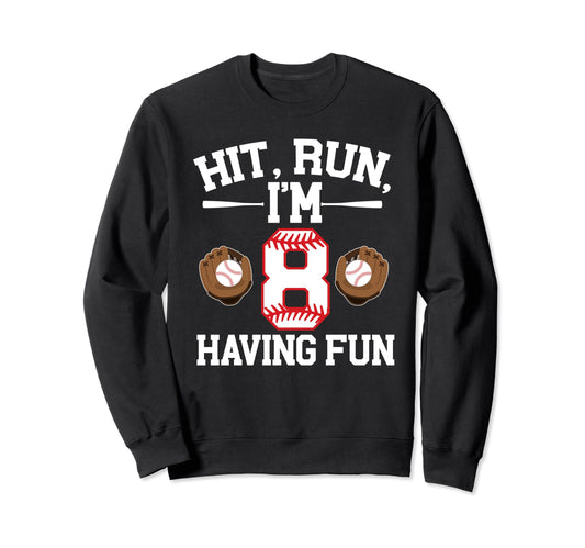 8Th Birthday Baseball Birthday Sweatshirt - Unique Graphic for Adults - T-Shirt, Sweatshirt, Hoodie