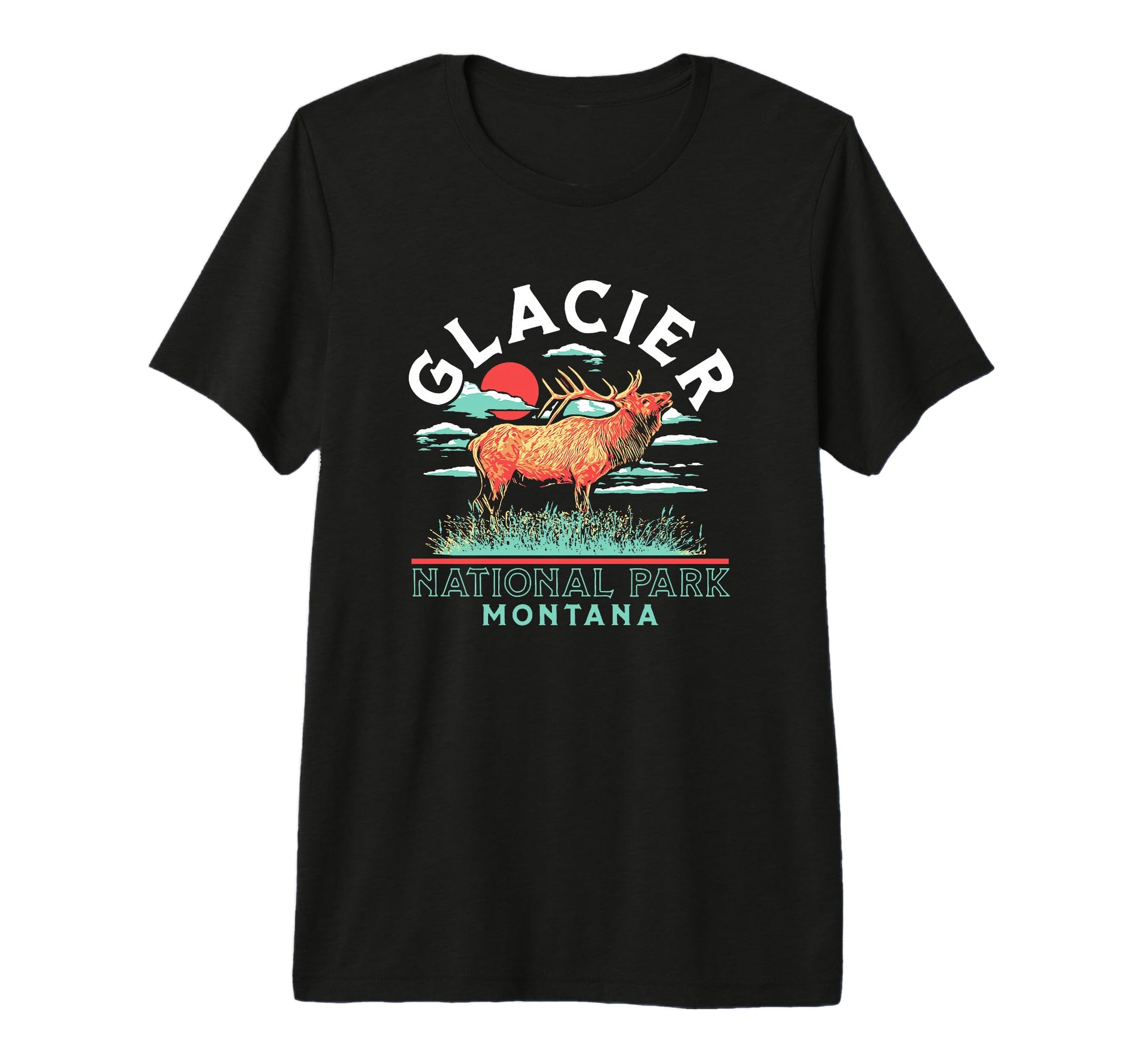 Gates Montana Bull Elk Glacier National T-Shirt - Trendy Graphic Men Women - T-Shirt, Sweatshirt, Hoodie