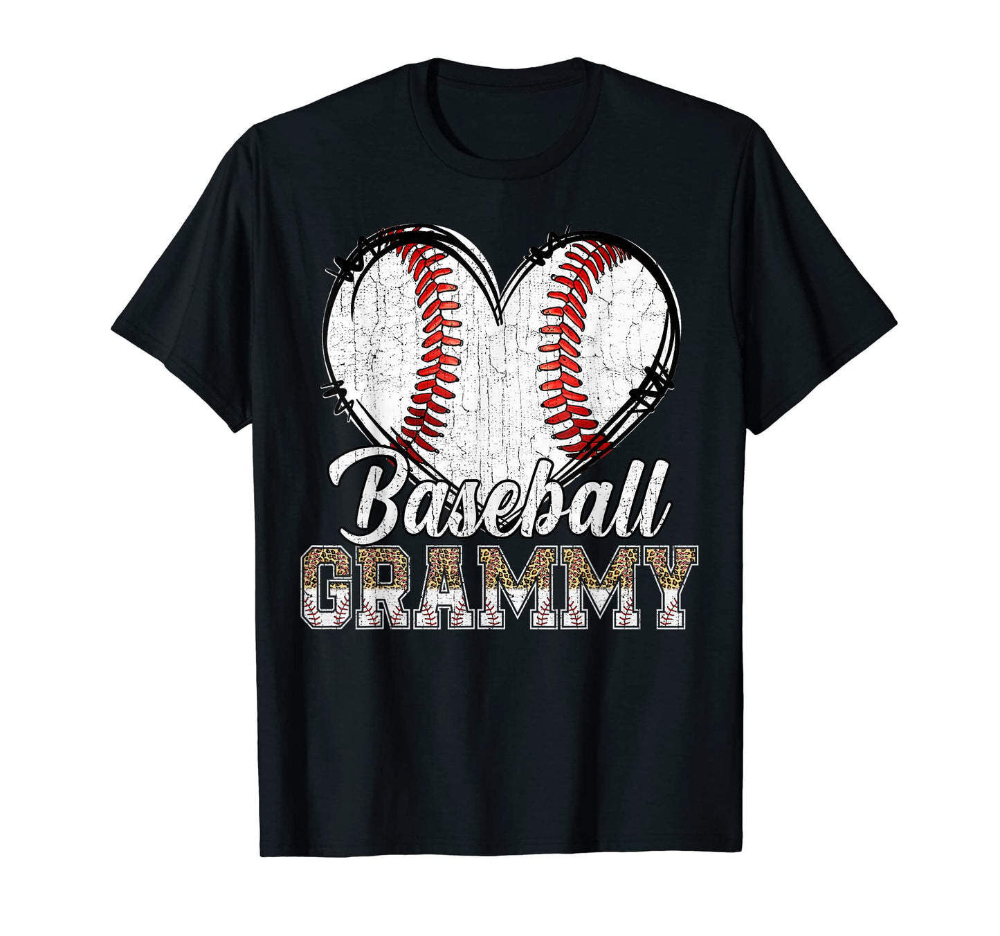Softball Baseball Grammy Heart Leopard T-Shirt - Unique Graphic Men Women - T-Shirt, Sweatshirt, Hoodie