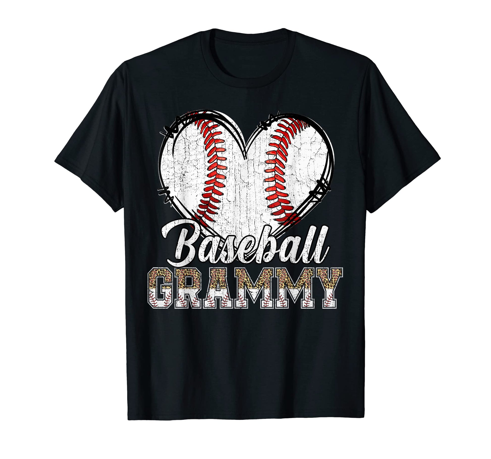 Softball Baseball Grammy Heart Leopard T-Shirt - Unique Graphic Men Women - T-Shirt, Sweatshirt, Hoodie