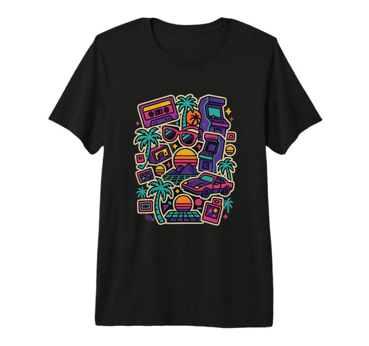 80S Synthwave Tri Blend T-Shirt - Unique Graphic Men Women - T-Shirt, Sweatshirt, Hoodie