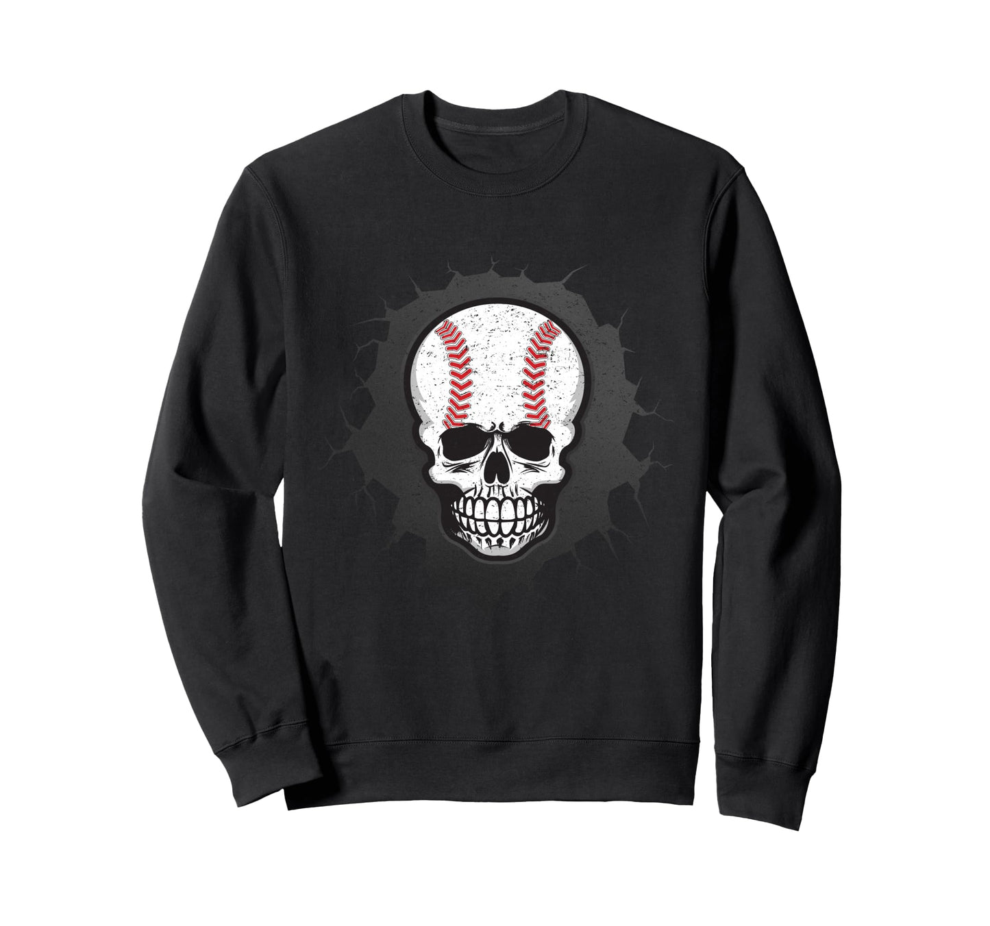 Baseball Skeleton Skull Sweatshirt - Fun Novelty Design for Adults - T-Shirt, Sweatshirt, Hoodie
