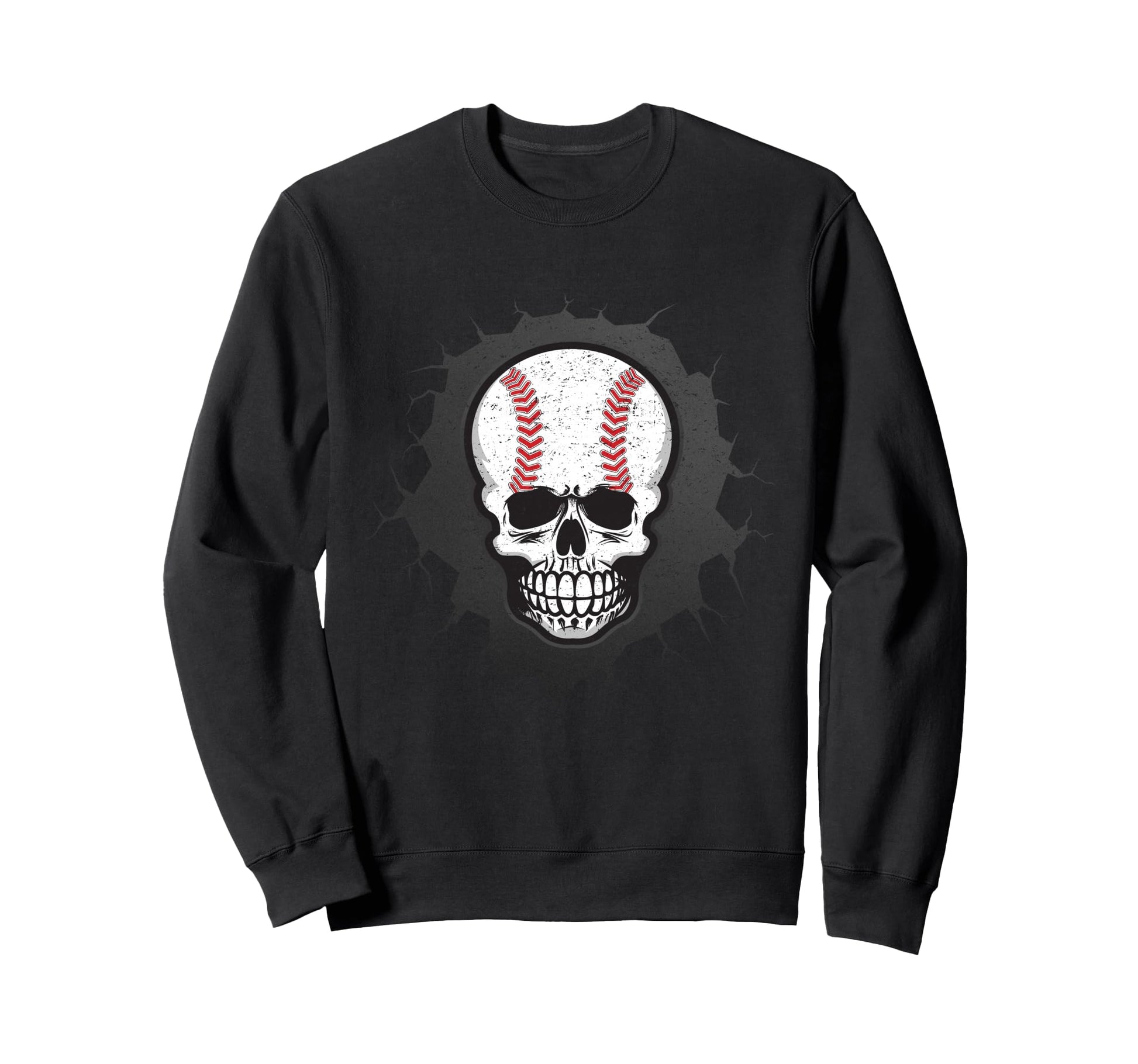 Baseball Skeleton Skull Sweatshirt - Fun Novelty Design for Adults - T-Shirt, Sweatshirt, Hoodie