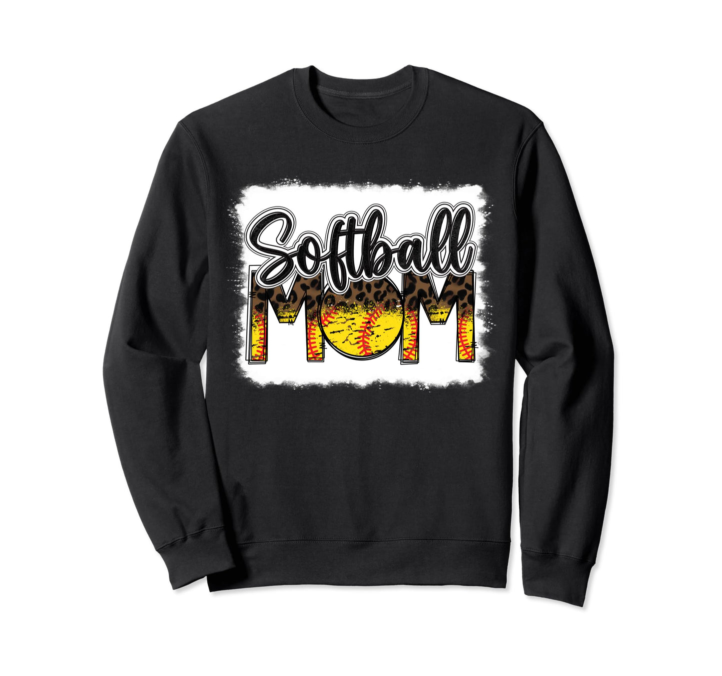 Bleached Softball Mom Leopard Funny Sweatshirt - Trendy Graphic Men Women - T-Shirt, Sweatshirt, Hoodie
