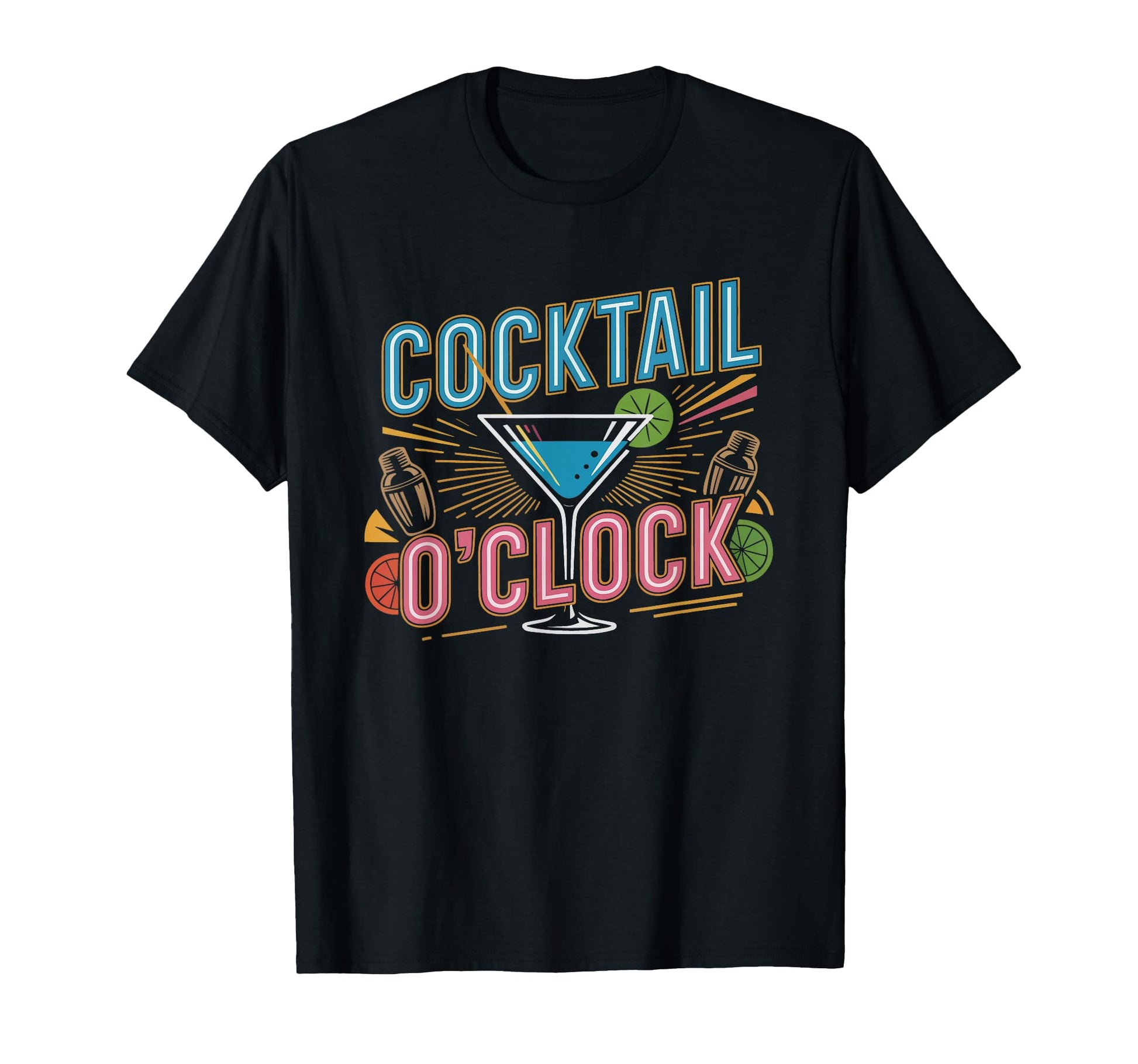 Cocktail O Clock Home Bartender Bar T-Shirt - Novelty Apparel for Adults - T-Shirt, Sweatshirt, Hoodie