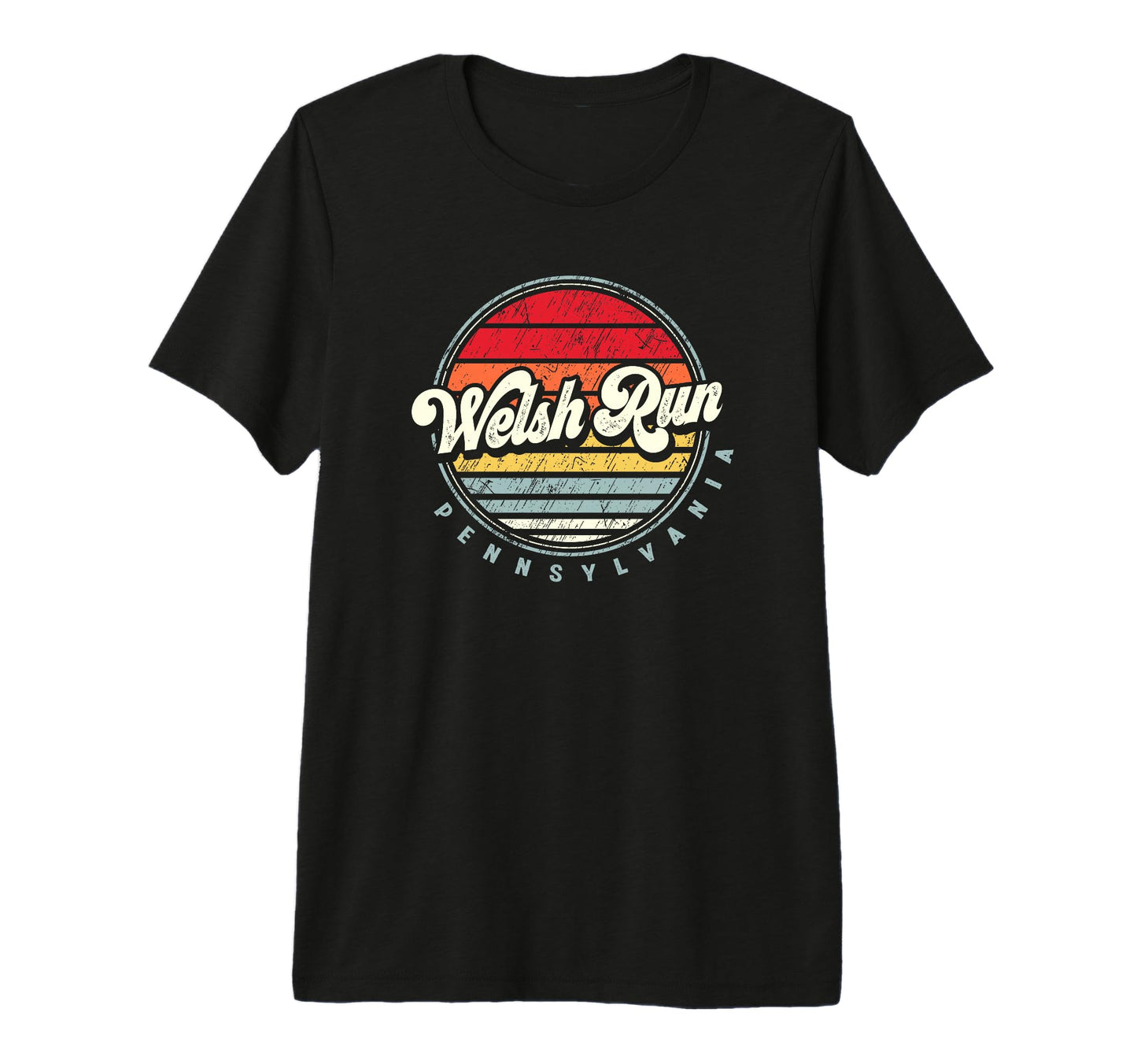 Welsh Run Home State 70S Sunset Tri T-Shirt - Trendy Graphic Men Women - T-Shirt, Sweatshirt, Hoodie