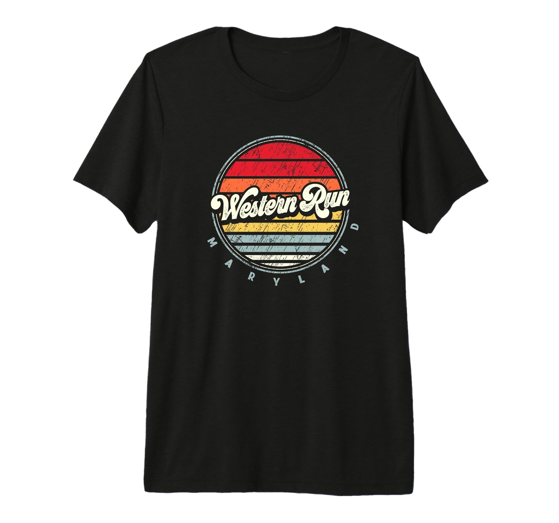 Western Run Home State 70S Sunset Tri T-Shirt - Minimalist Print Unisex - T-Shirt, Sweatshirt, Hoodie
