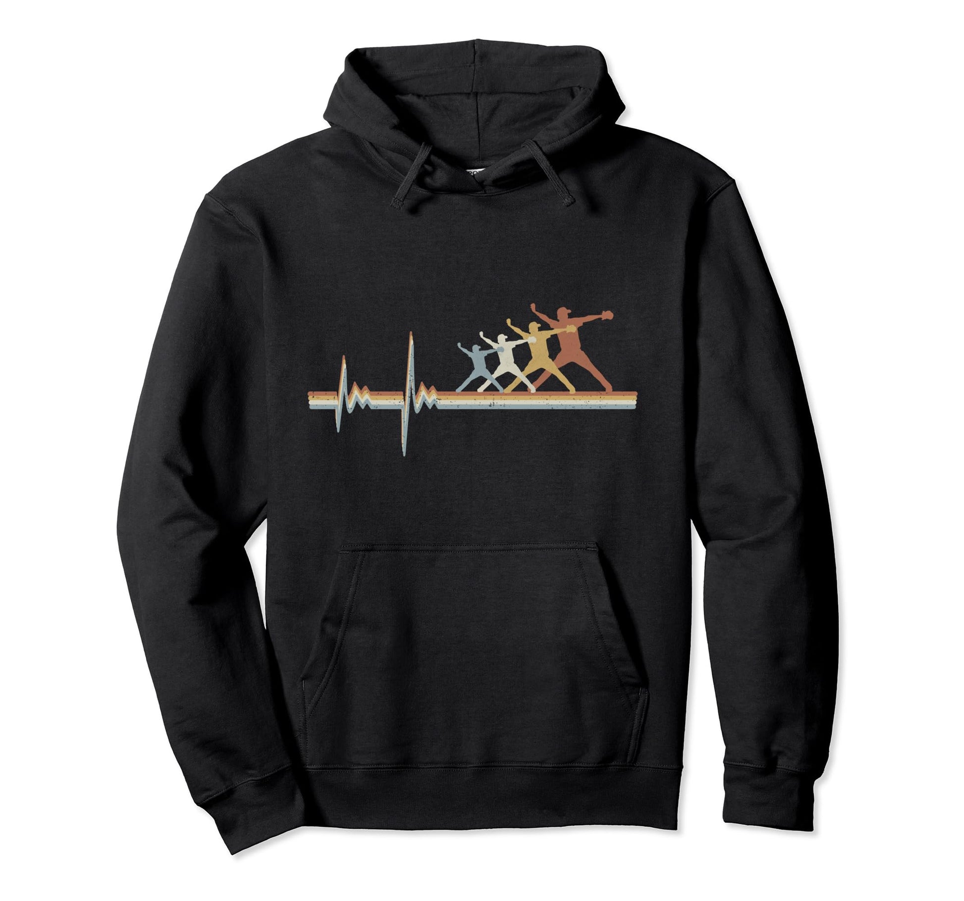 Baseball Pitcher Softball Heartbeat Ekg Hoodie - Minimalist Print Unisex - T-Shirt, Sweatshirt, Hoodie