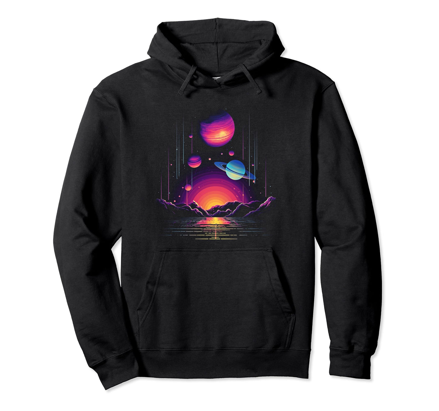 Vaporwave Solar System 80S Synthwave Hoodie - Unique Graphic Men Women - T-Shirt, Sweatshirt, Hoodie