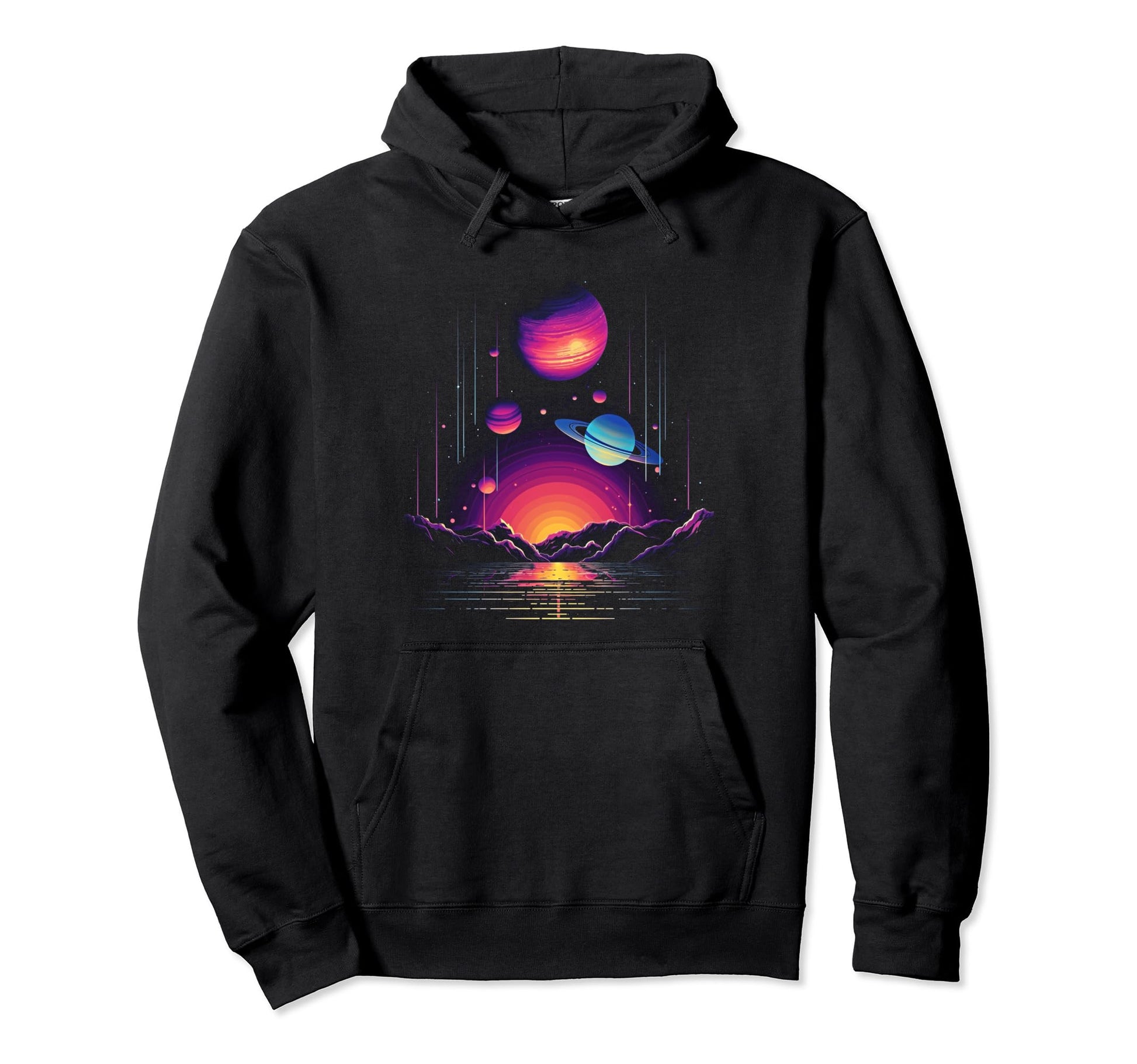 Vaporwave Solar System 80S Synthwave Hoodie - Unique Graphic Men Women - T-Shirt, Sweatshirt, Hoodie