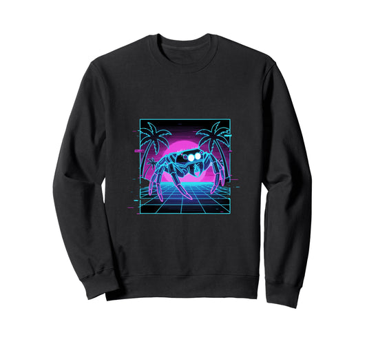 80S Synthwave Vaporwave Jumping Spider Sweatshirt - Trendy Graphic Unisex - T-Shirt, Sweatshirt, Hoodie