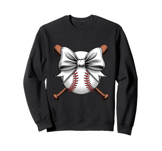Baseball Coquette Bow Baseball Sweatshirt - Trendy Graphic for Adults - T-Shirt, Sweatshirt, Hoodie