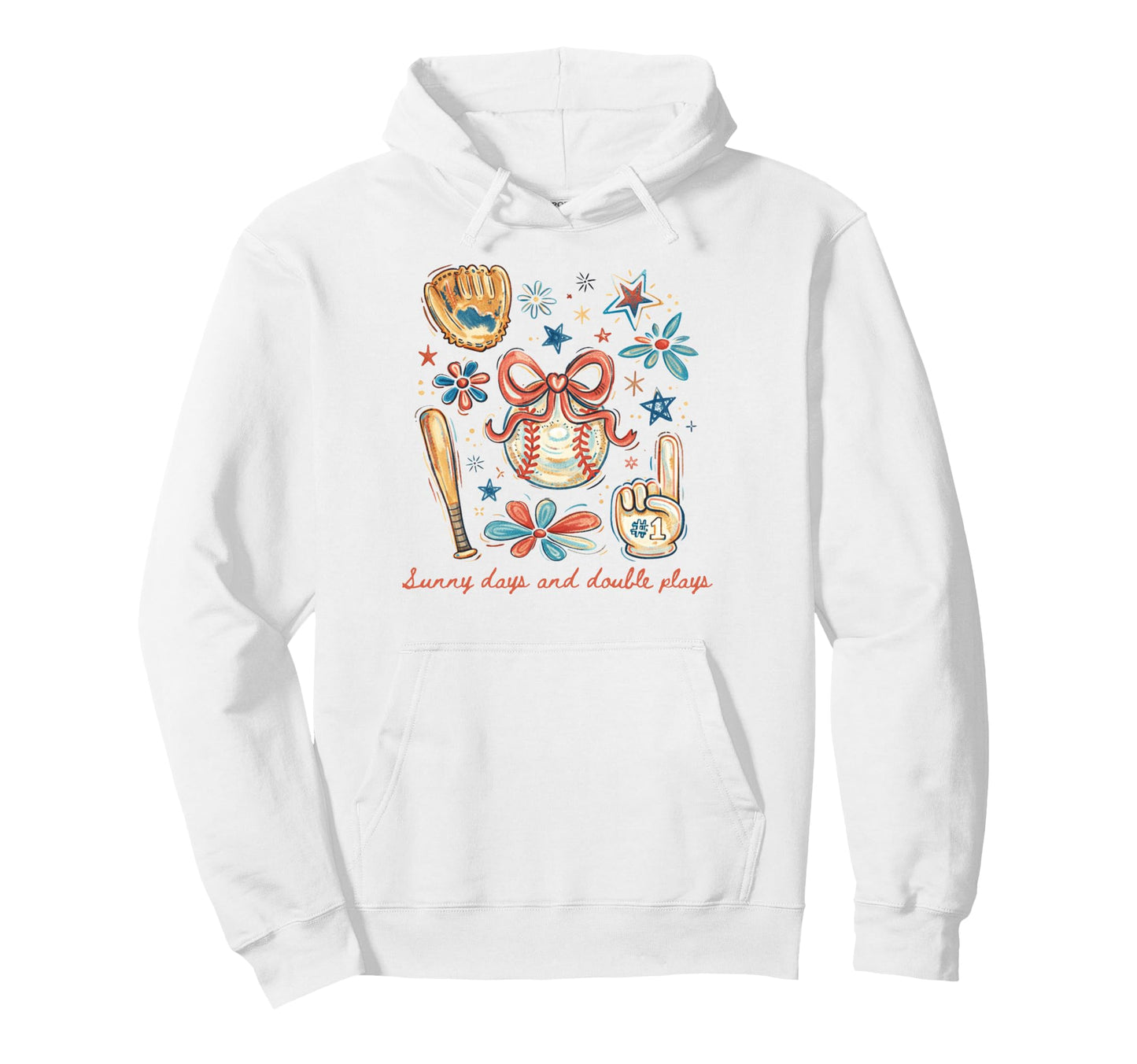 Sunny Days And Double Plays Trendy Hoodie - Unique Graphic Men Women - T-Shirt, Sweatshirt, Hoodie