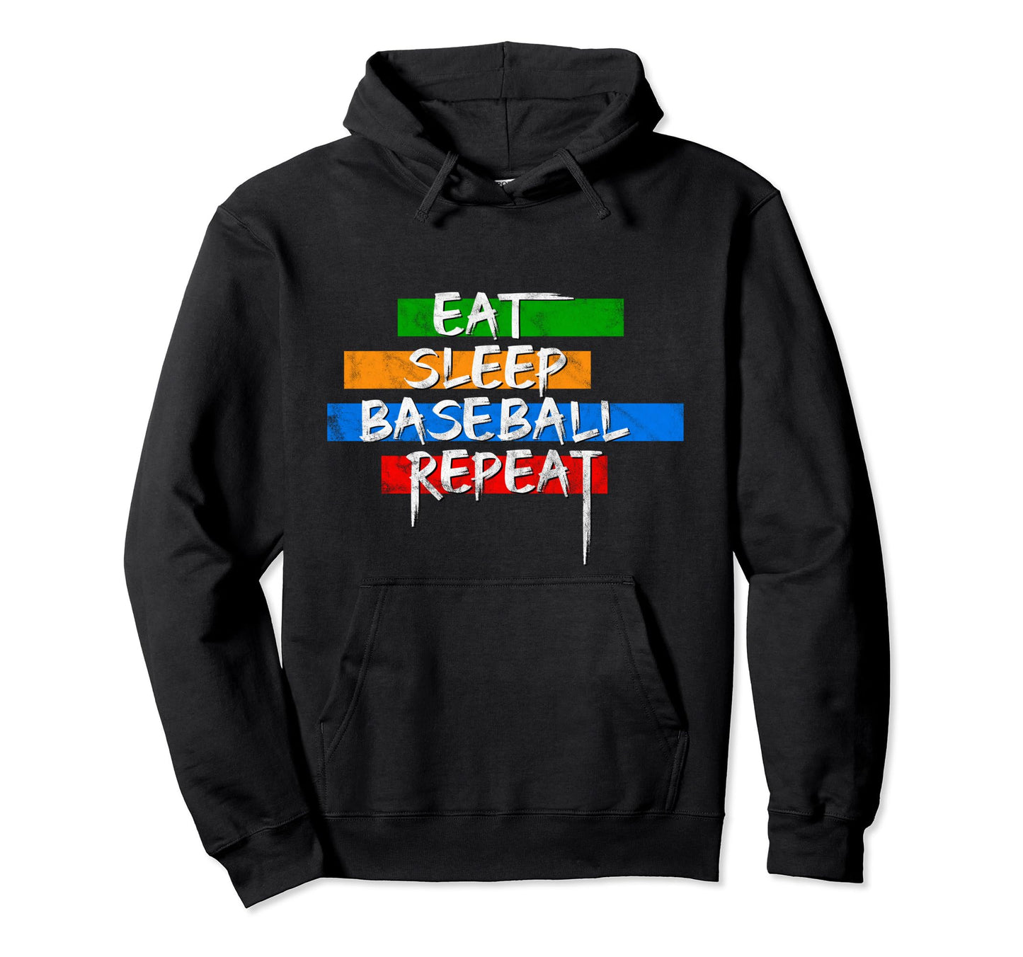 Eat Sleep Baseball Repeat Distressed Hoodie - Fun Novelty Design Unisex - T-Shirt, Sweatshirt, Hoodie