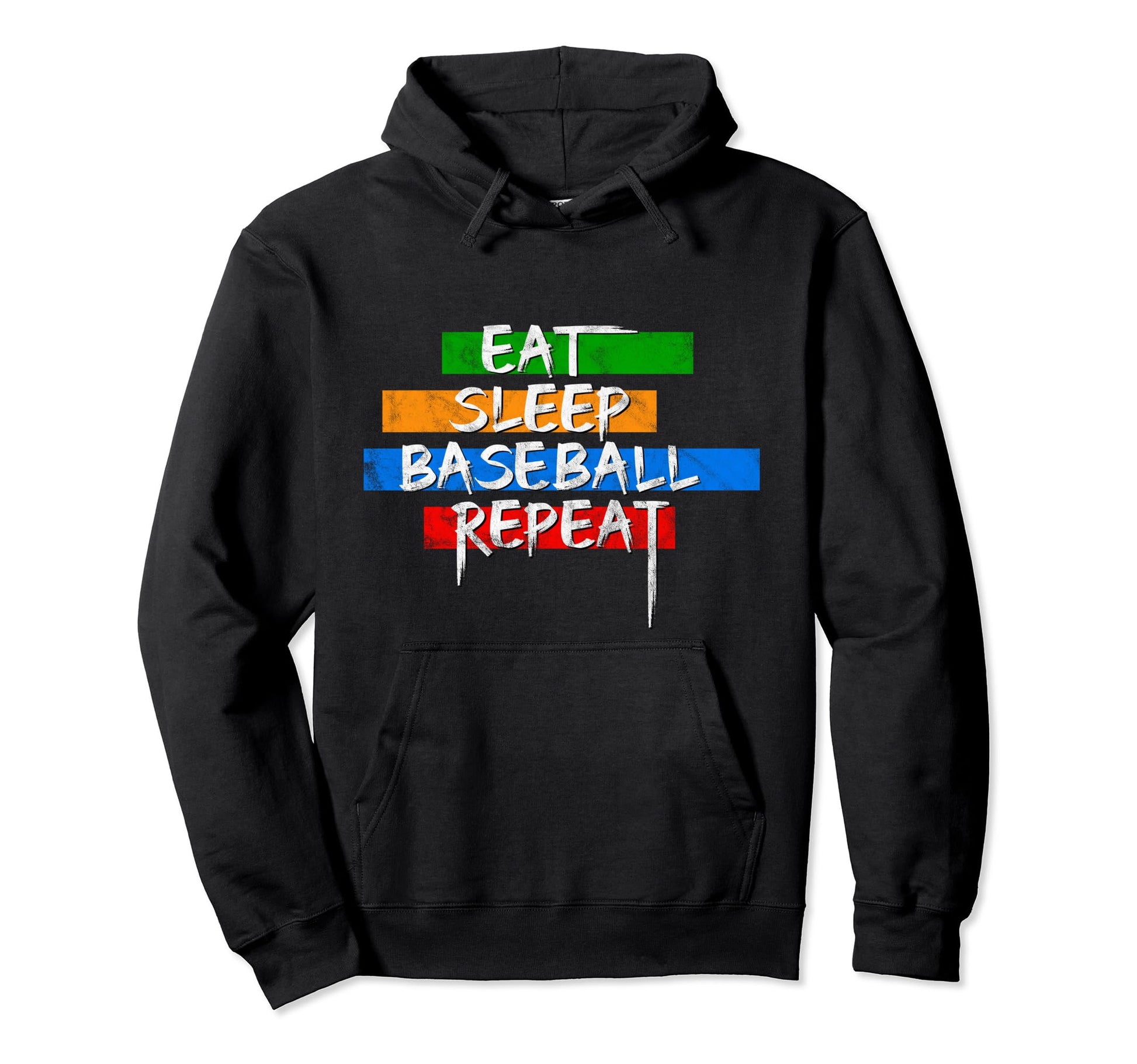 Eat Sleep Baseball Repeat Distressed Hoodie - Fun Novelty Design Unisex - T-Shirt, Sweatshirt, Hoodie