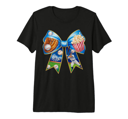 Baseball Bow Popcorn Glove Bat T-Shirt - Fun Novelty Design for Adults - T-Shirt, Sweatshirt, Hoodie